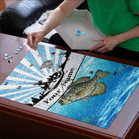 Personalized Crappie Fishing Puzzle with Lake Water Splash Scene and Sunrise Silhouette Angler Design - Wonder Print Shop