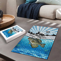 Personalized Crappie Fishing Puzzle with Lake Water Splash Scene and Sunrise Silhouette Angler Design - Wonder Print Shop