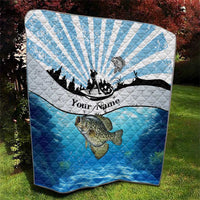 Personalized Crappie Fishing Quilt with Lake Water Splash Scene and Sunrise Silhouette Angler Design - Wonder Print Shop