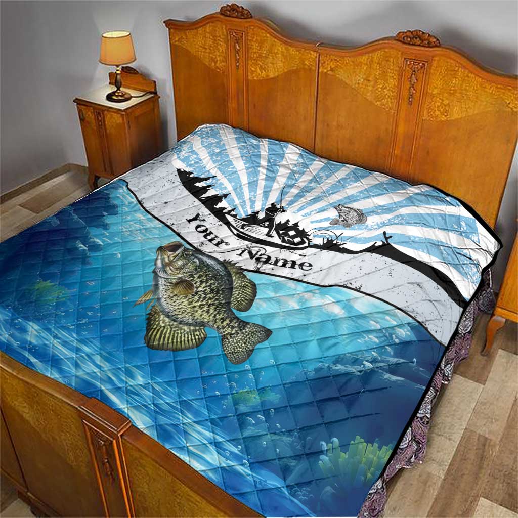 Personalized Crappie Fishing Quilt with Lake Water Splash Scene and Sunrise Silhouette Angler Design - Wonder Print Shop