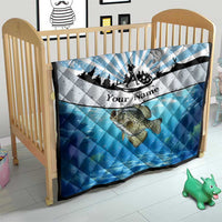 Personalized Crappie Fishing Quilt with Lake Water Splash Scene and Sunrise Silhouette Angler Design - Wonder Print Shop