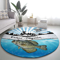 Personalized Crappie Fishing Round Carpet with Lake Water Splash Scene and Sunrise Silhouette Angler Design - Wonder Print Shop
