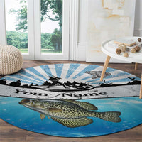 Personalized Crappie Fishing Round Carpet with Lake Water Splash Scene and Sunrise Silhouette Angler Design - Wonder Print Shop