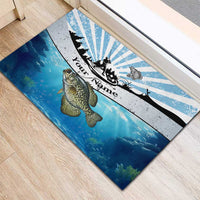 Personalized Crappie Fishing Rubber Doormat with Lake Water Splash Scene and Sunrise Silhouette Angler Design - Wonder Print Shop