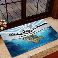 Personalized Crappie Fishing Rubber Doormat with Lake Water Splash Scene and Sunrise Silhouette Angler Design - Wonder Print Shop