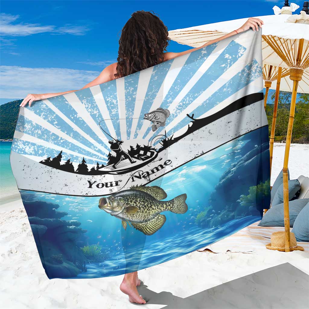 Personalized Crappie Fishing Sarong with Lake Water Splash Scene and Sunrise Silhouette Angler Design - Wonder Print Shop