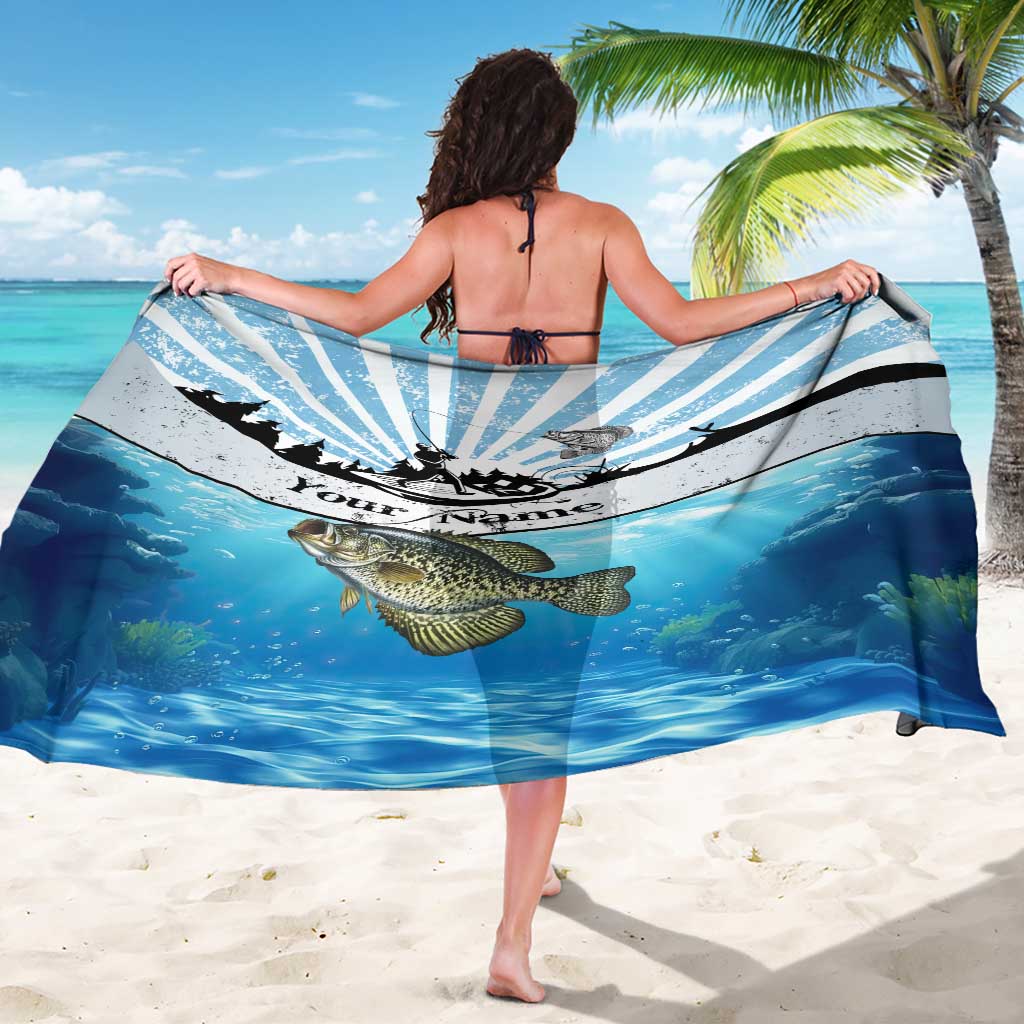 Personalized Crappie Fishing Sarong with Lake Water Splash Scene and Sunrise Silhouette Angler Design - Wonder Print Shop