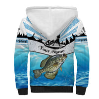 Personalized Crappie Fishing Sherpa Hoodie with Lake Water Splash Scene and Sunrise Silhouette Angler Design - Wonder Print Shop
