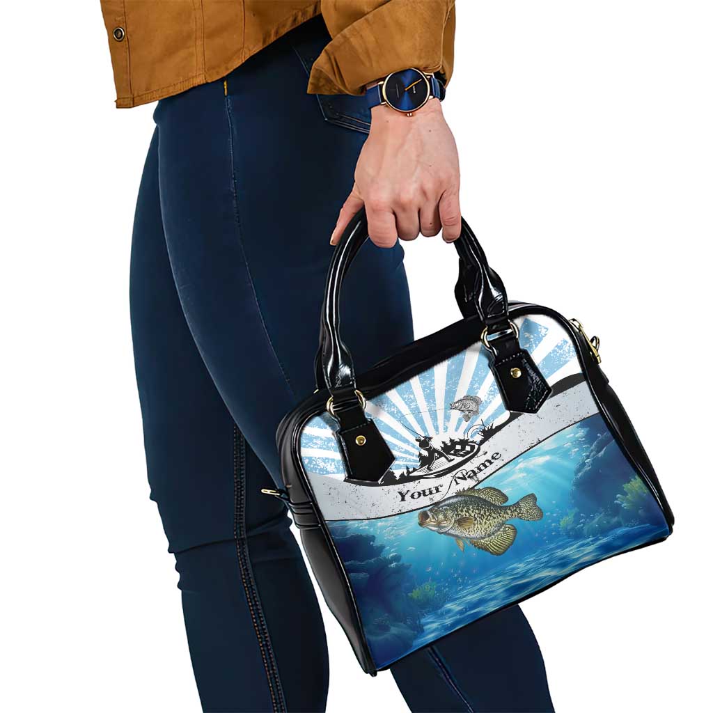 Personalized Crappie Fishing Shoulder Handbag with Lake Water Splash Scene and Sunrise Silhouette Angler Design - Wonder Print Shop