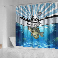 Personalized Crappie Fishing Shower Curtain with Lake Water Splash Scene and Sunrise Silhouette Angler Design - Wonder Print Shop