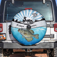 Personalized Crappie Fishing Spare Tire Cover with Lake Water Splash Scene and Sunrise Silhouette Angler Design - Wonder Print Shop