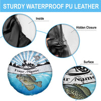 Personalized Crappie Fishing Spare Tire Cover with Lake Water Splash Scene and Sunrise Silhouette Angler Design - Wonder Print Shop