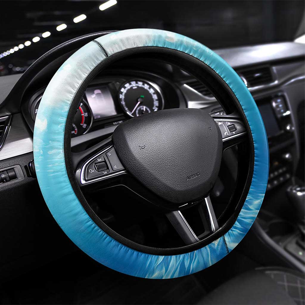 Crappie Fishing Steering Wheel Cover with Lake Water Splash Scene and Sunrise Silhouette Angler Design - Wonder Print Shop