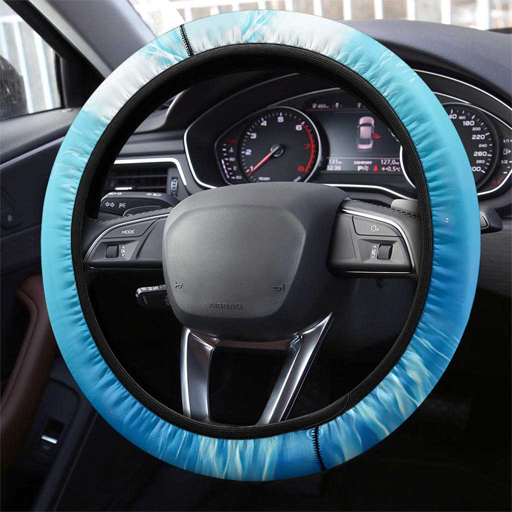 Crappie Fishing Steering Wheel Cover with Lake Water Splash Scene and Sunrise Silhouette Angler Design - Wonder Print Shop