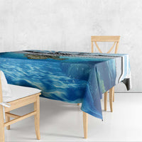 Personalized Crappie Fishing Tablecloth with Lake Water Splash Scene and Sunrise Silhouette Angler Design - Wonder Print Shop