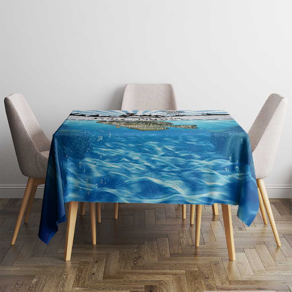 Personalized Crappie Fishing Tablecloth with Lake Water Splash Scene and Sunrise Silhouette Angler Design - Wonder Print Shop