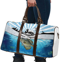 Personalized Crappie Fishing Travel Bag with Lake Water Splash Scene and Sunrise Silhouette Angler Design - Wonder Print Shop