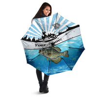 Personalized Crappie Fishing Umbrella with Lake Water Splash Scene and Sunrise Silhouette Angler Design - Wonder Print Shop
