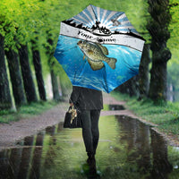 Personalized Crappie Fishing Umbrella with Lake Water Splash Scene and Sunrise Silhouette Angler Design - Wonder Print Shop