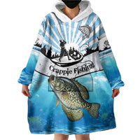 Personalized Crappie Fishing Wearable Blanket Hoodie with Lake Water Splash Scene and Sunrise Silhouette Angler Design - Wonder Print Shop
