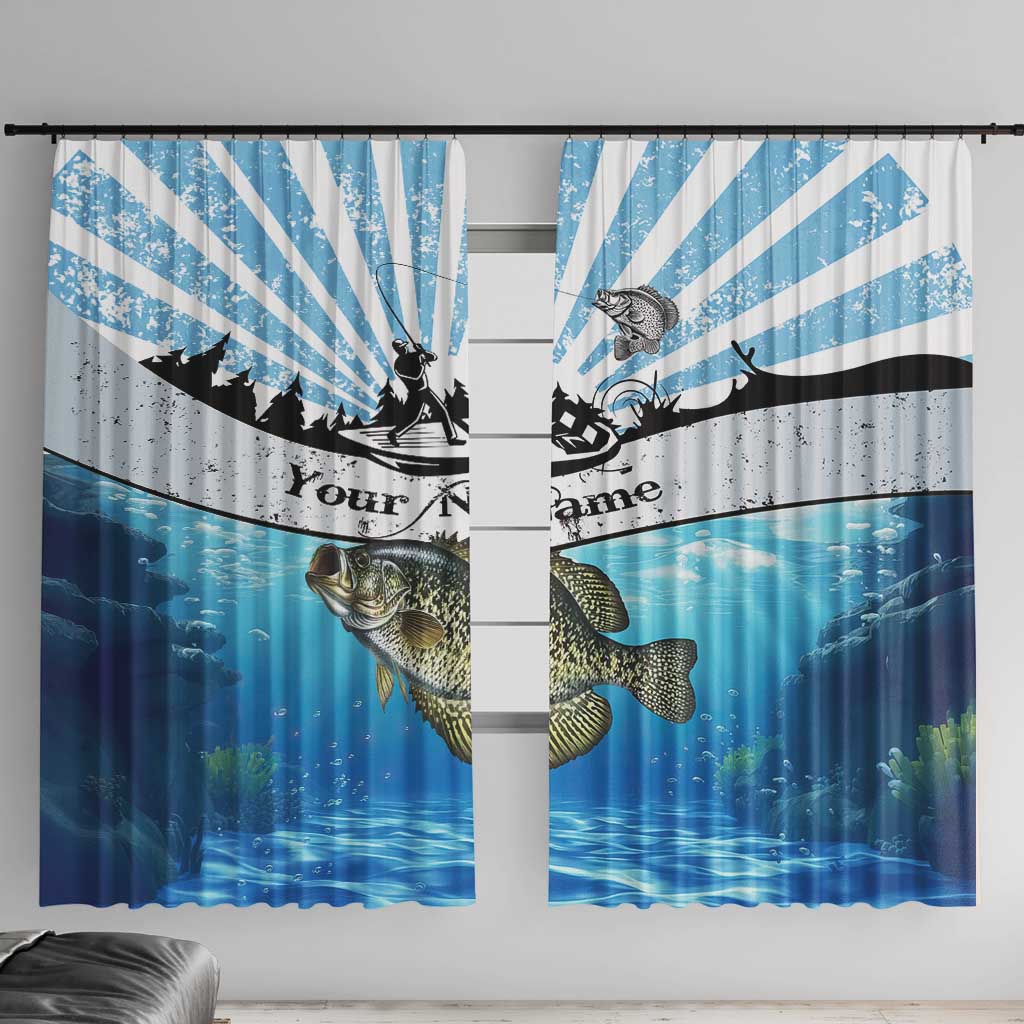 Personalized Crappie Fishing Window Curtain with Lake Water Splash Scene and Sunrise Silhouette Angler Design - Wonder Print Shop