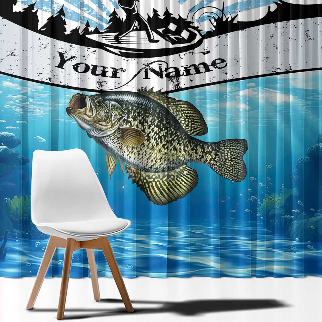 Personalized Crappie Fishing Window Curtain with Lake Water Splash Scene and Sunrise Silhouette Angler Design - Wonder Print Shop