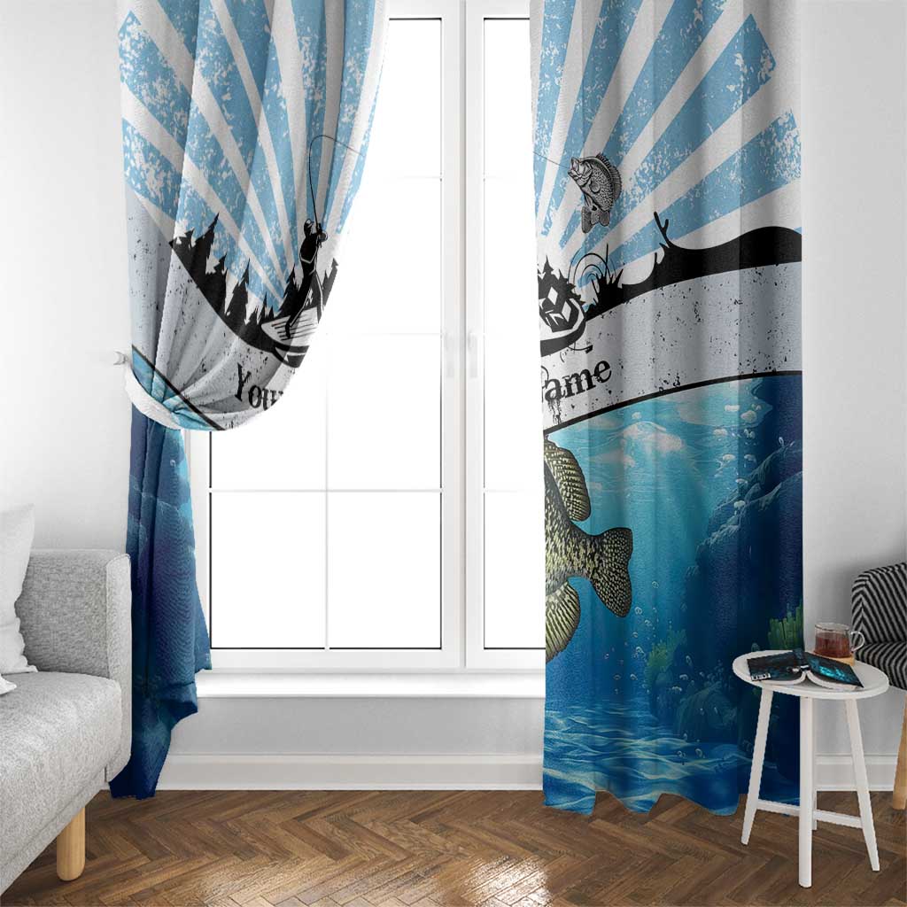 Personalized Crappie Fishing Window Curtain with Lake Water Splash Scene and Sunrise Silhouette Angler Design - Wonder Print Shop