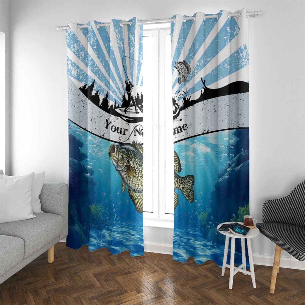 Personalized Crappie Fishing Window Curtain with Lake Water Splash Scene and Sunrise Silhouette Angler Design - Wonder Print Shop