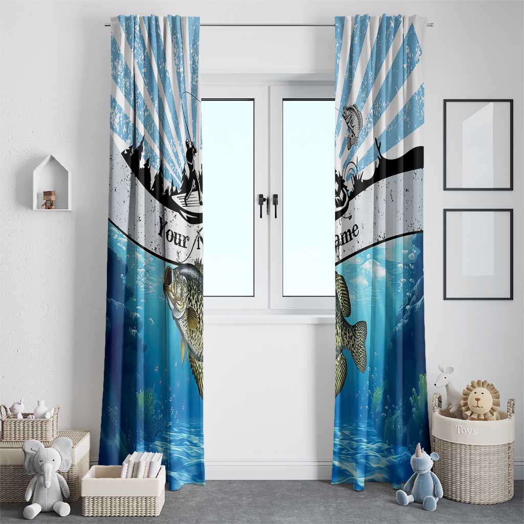 Personalized Crappie Fishing Window Curtain with Lake Water Splash Scene and Sunrise Silhouette Angler Design - Wonder Print Shop