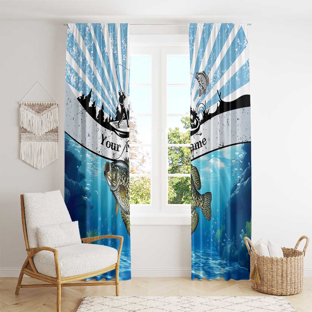 Personalized Crappie Fishing Window Curtain with Lake Water Splash Scene and Sunrise Silhouette Angler Design - Wonder Print Shop