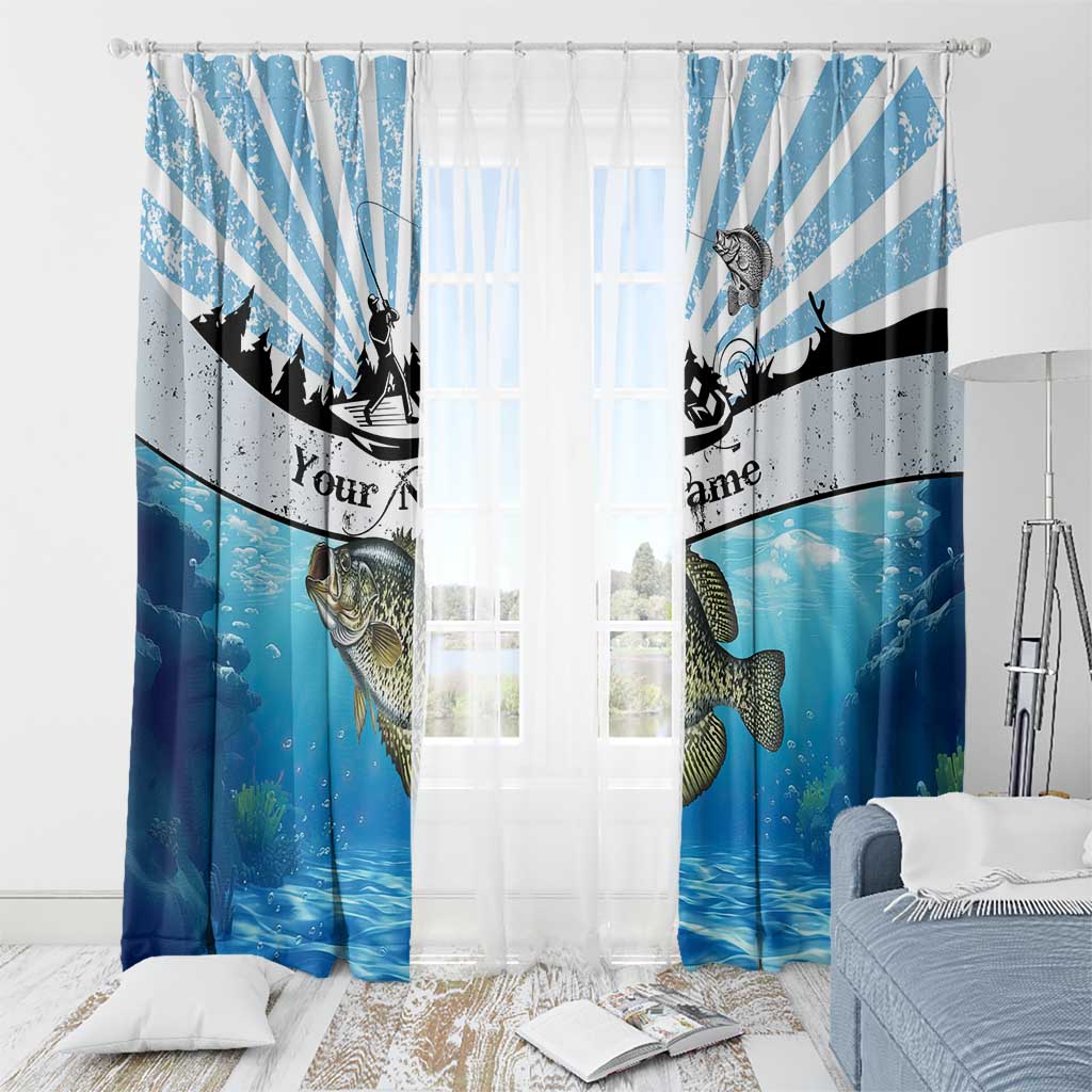 Personalized Crappie Fishing Window Curtain with Lake Water Splash Scene and Sunrise Silhouette Angler Design - Wonder Print Shop