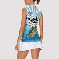 Personalized Crappie Fishing Women Sleeveless Polo Shirt with Lake Water Splash Scene and Sunrise Silhouette Angler Design - Wonder Print Shop
