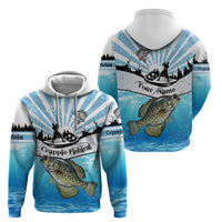 Personalized Crappie Fishing Zip Hoodie with Lake Water Splash Scene and Sunrise Silhouette Angler Design - Wonder Print Shop