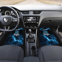 Personalized Bowling Skull Car Mats with Blue Flame Energy and Electric Lightning Strike Pattern - Wonder Print Shop