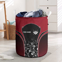 Personalized Billiards Eight Ball Laundry Basket with Red Wing Emblem and Black Gradient Bubble Pattern - Wonder Print Shop