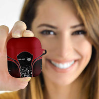 Personalized Billiards Eight Ball AirPods Case with Red Wing Emblem and Black Gradient Bubble Pattern - Wonder Print Shop