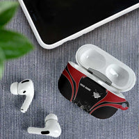 Personalized Billiards Eight Ball AirPods Case with Red Wing Emblem and Black Gradient Bubble Pattern - Wonder Print Shop