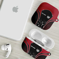 Personalized Billiards Eight Ball AirPods Case with Red Wing Emblem and Black Gradient Bubble Pattern - Wonder Print Shop