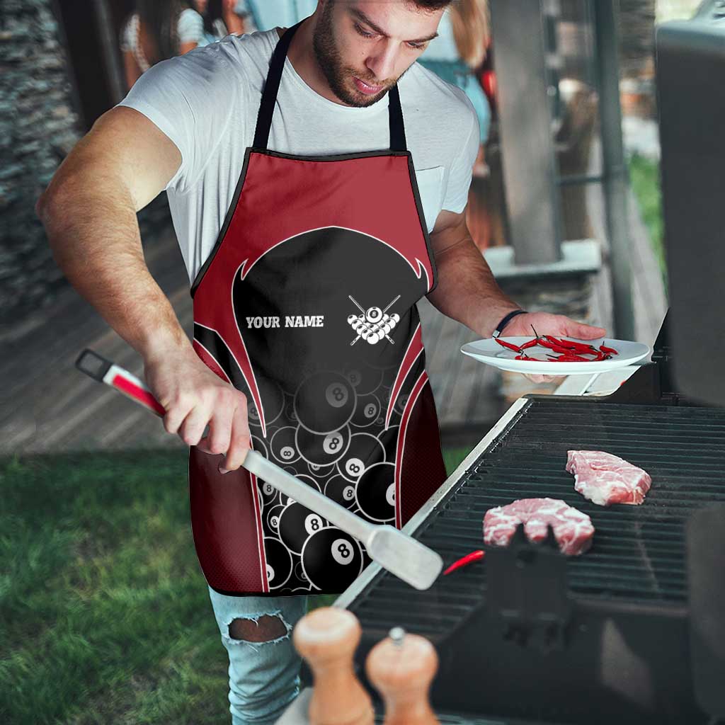 Personalized Billiards Eight Ball Apron with Red Wing Emblem and Black Gradient Bubble Pattern - Wonder Print Shop