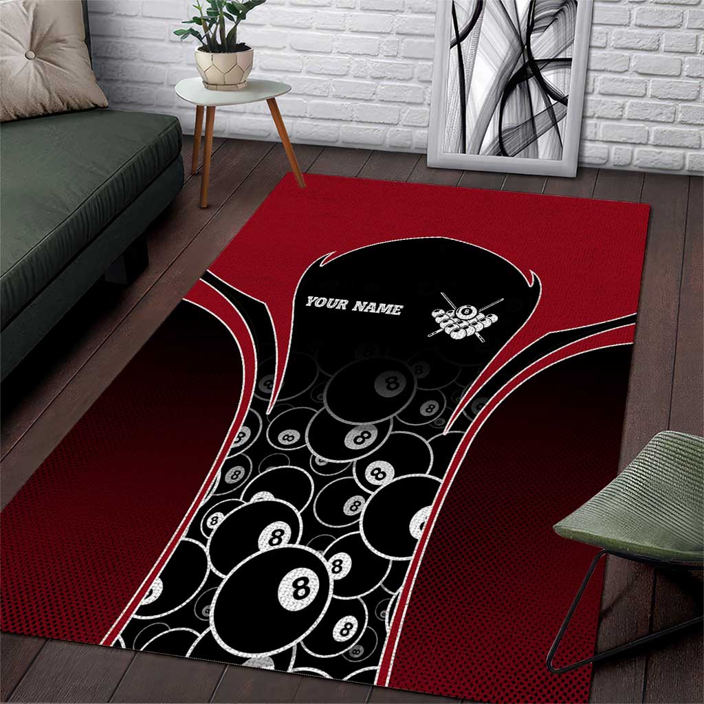 Personalized Billiards Eight Ball Area Rug with Red Wing Emblem and Black Gradient Bubble Pattern - Wonder Print Shop
