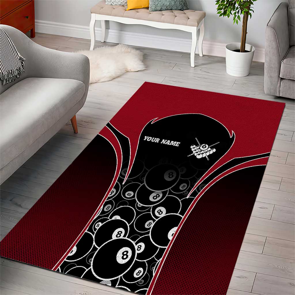 Personalized Billiards Eight Ball Area Rug with Red Wing Emblem and Black Gradient Bubble Pattern - Wonder Print Shop