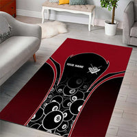Personalized Billiards Eight Ball Area Rug with Red Wing Emblem and Black Gradient Bubble Pattern - Wonder Print Shop