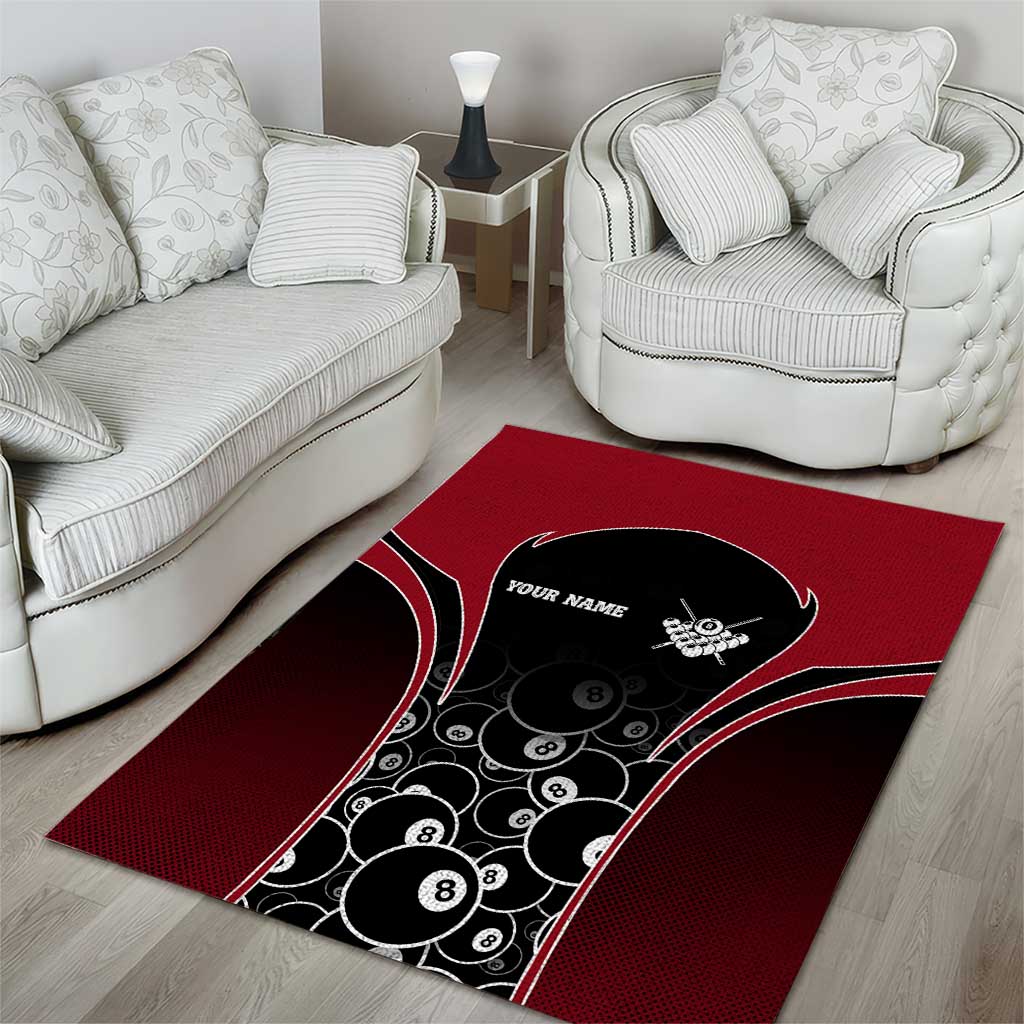 Personalized Billiards Eight Ball Area Rug with Red Wing Emblem and Black Gradient Bubble Pattern - Wonder Print Shop