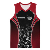 Personalized Billiards Eight Ball Basketball Jersey with Red Wing Emblem and Black Gradient Bubble Pattern - Wonder Print Shop