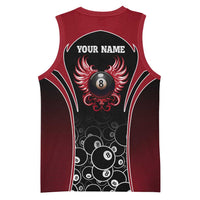 Personalized Billiards Eight Ball Basketball Jersey with Red Wing Emblem and Black Gradient Bubble Pattern - Wonder Print Shop