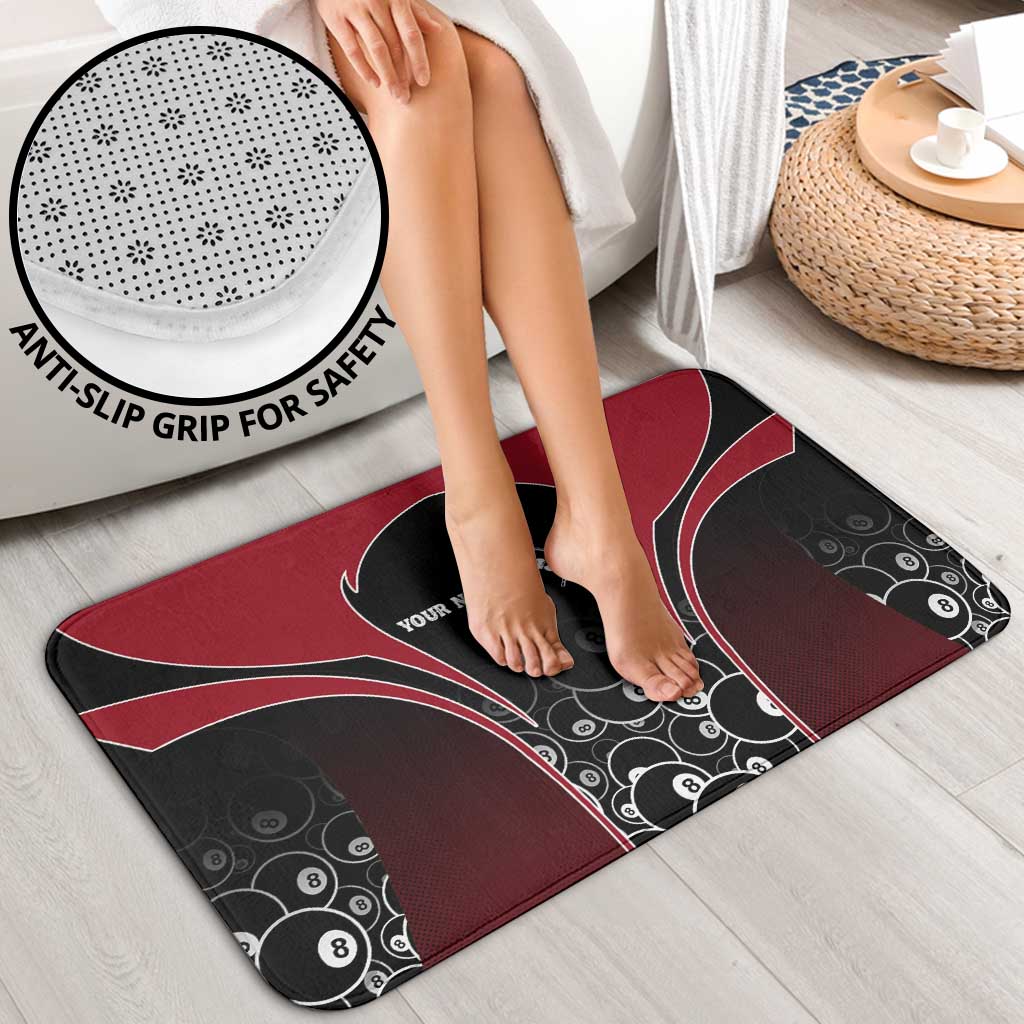 Personalized Billiards Eight Ball Bathroom Set with Red Wing Emblem and Black Gradient Bubble Pattern - Wonder Print Shop