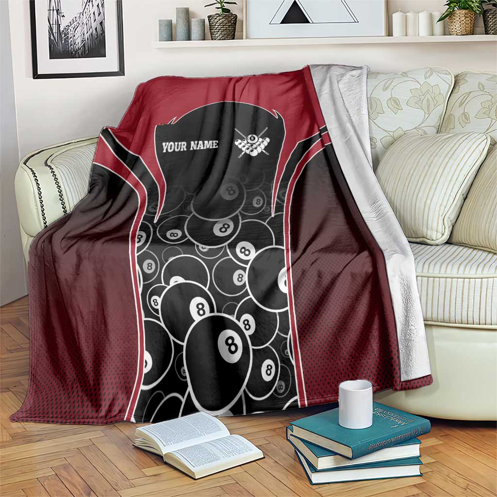 Personalized Billiards Eight Ball Blanket with Red Wing Emblem and Black Gradient Bubble Pattern - Wonder Print Shop