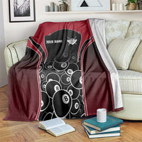 Personalized Billiards Eight Ball Blanket with Red Wing Emblem and Black Gradient Bubble Pattern - Wonder Print Shop