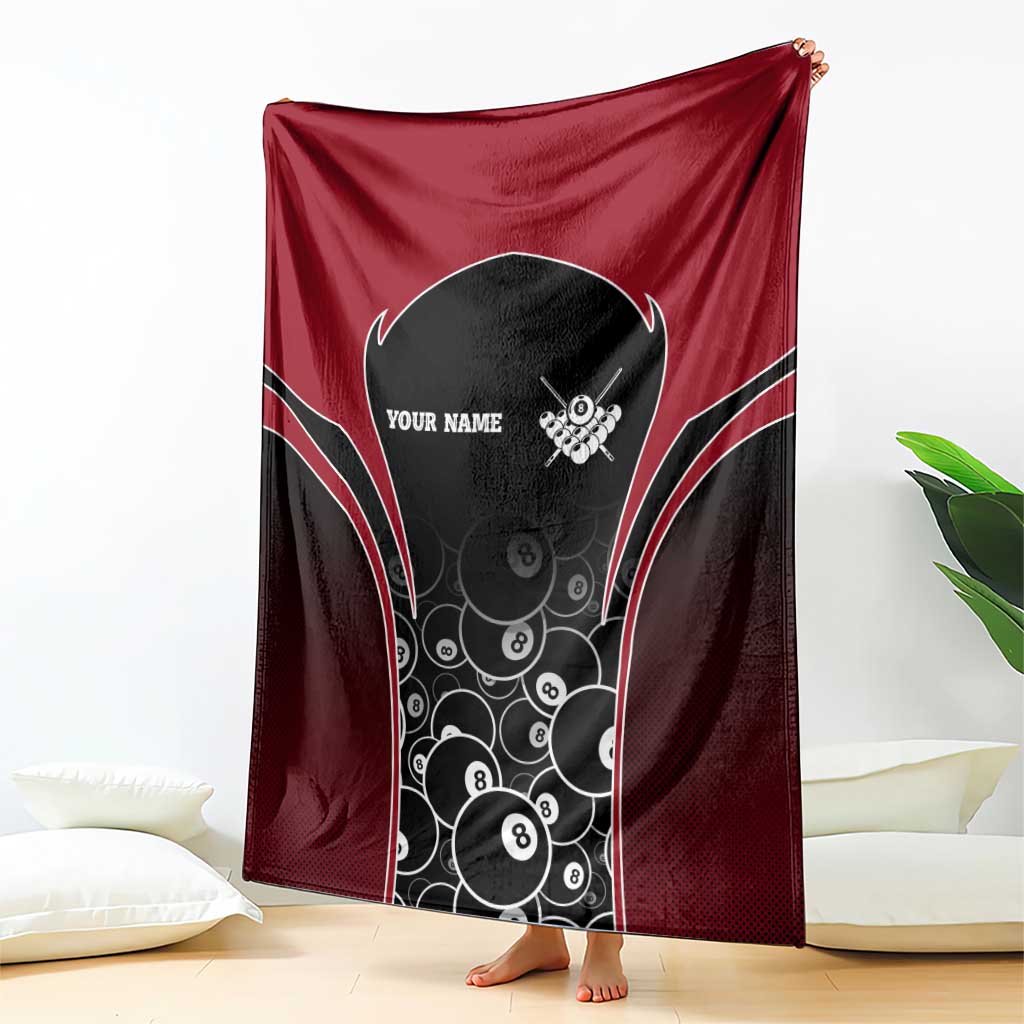 Personalized Billiards Eight Ball Blanket with Red Wing Emblem and Black Gradient Bubble Pattern - Wonder Print Shop