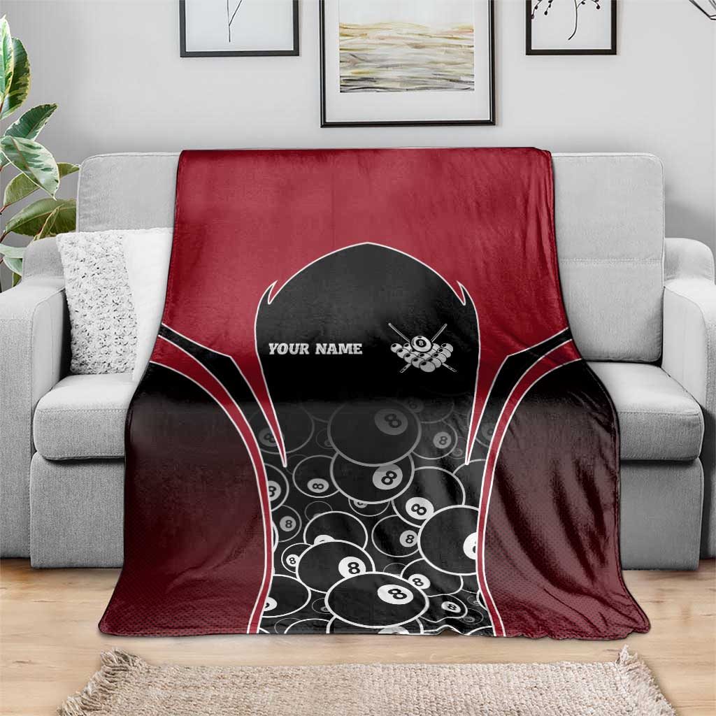 Personalized Billiards Eight Ball Blanket with Red Wing Emblem and Black Gradient Bubble Pattern - Wonder Print Shop
